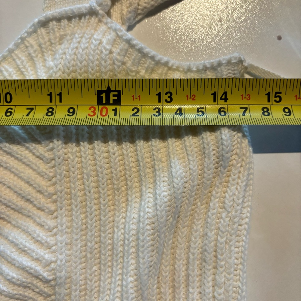 Anthropologie Womens Knit Tank Top Small Ribbed Cream Button Flutter Sleeved - Picture 8 of 8